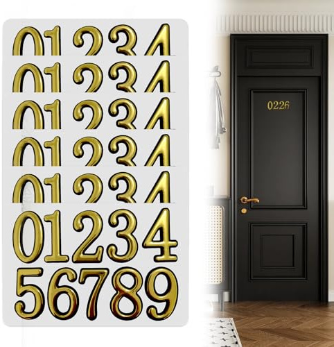 60 Pcs Mailbox Numbers for Outside, 3D Self-Adhesive Gold Mailbox Numbers - Door Address Stickers for House, Apartment, Office, Hotel Room (2 Inch, Gold)