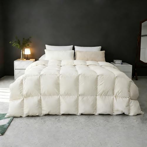 Goose Down Comforters 100% Cotton Shell Twin Size Comforter Luxury Duvet Insert, All Season White Bed Comforter Medium Warmth Goose Down Duvet,430 Thread (Twin 68x90)