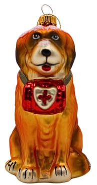 Dekorhjälte24 Lauschaer julgransprydnad – julgransboll bullerus, glasbollar, julgranskula, glasornament bärnhardin, glashängande hund i brun, gjord av lauscha, L/B/H 6 x 9 x 11 cm.