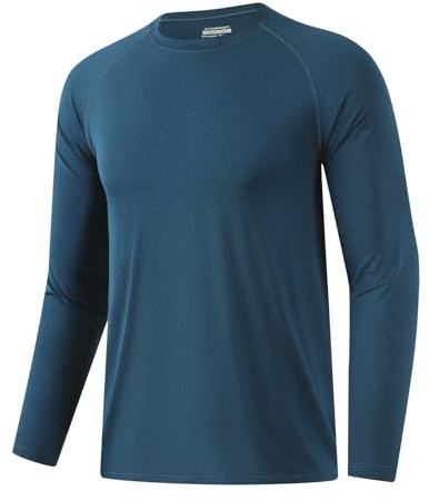 HYCOPROT Camiseta Manga Larga Hombre Transpirable Secado Rápido Deportiva Playera Atletico Camisetas Gimnasio Entrenamiento Long Sleeve Shirts Rendimiento Senderismo Ciclismo Casual Aire Libre Uso