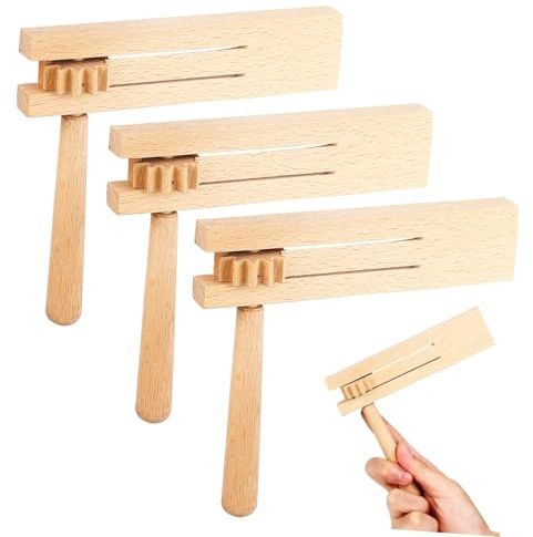 Milisten Matraca De Madera Giratoria Pequeño para Niños Juego Educativo Juguetes De Trinquete Sonido para Fiestas y Reuniones Pack De 3 Unidades