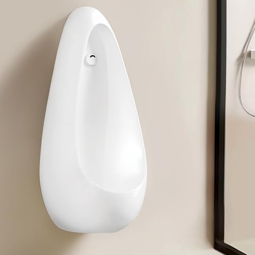 Orinatoio a parete Orinatoio a parete in ceramica per uomini - Orinatoio commerciale ad alta efficienza e anti-goccia per bagni domestici, hotel e spazi pubblici (bianco)