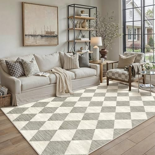 PureCozy Moderne Tapis Salon 160x230cm Lavable en Machine Grand Gris Rug