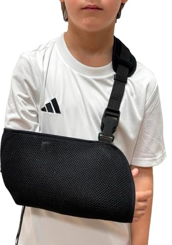 Ortones - Écharpe Sling Ajustable Enfant Attelle Bras et Épaule - Immobilisateur Bilatéral Taille Universelle – Couleur Noire (Large)