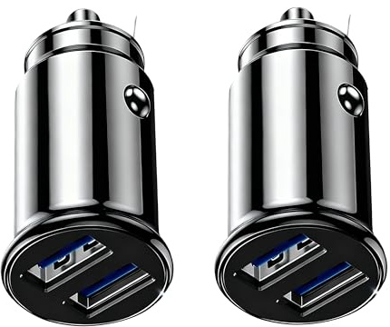 AYHYHLJZJ 2 pezzi 15 W Dual USB adattatore accendisigari caricabatteria da auto ultra compatto 5 V/3,1 A, ricarica rapida per iPhone 17/16/15/14/13/Pro Max, Android, Huawei (nero)