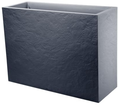 mgc24 Blumenkasten rechteckig hoch 78,5 x 29,5 x 60 cm 46 L Pflanzkübel in Steinoptik anthrazit grau wetterfest, leicht & robust für Garten, Terrasse & Balkon