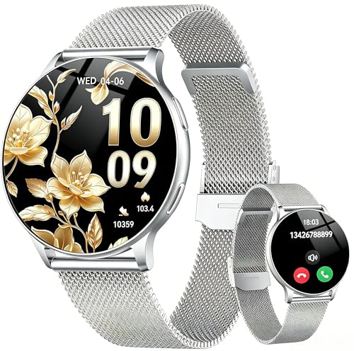 Smartwatch da donna, 1,32 AMOLED Smartwatch da donna con assistente vocale, monitoraggio del sonno, contapassi, cardiofrequenzimetro, 120+ modalità sportive, smartwatch con chiamate e notifiche, IP68