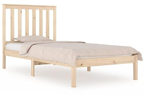 XHNIFBN Massivholzbett Kiefer für 75 x 190 cm Matratzen, einzelbett ohne Matratze mit Lattenrost, rustikales Design, robuste Holzrahmen, bequemes Kopfteil, Jugendzimmer und Gästezimmer geeignet