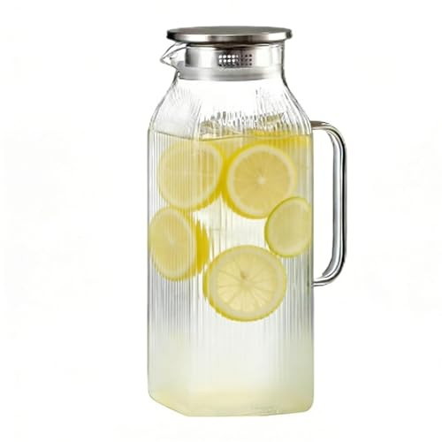Jarra De Vidrio Recipiente de 2 litros transparente grande y con asa