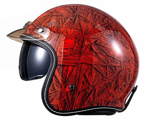 Caschi Jet E Demi-Jet Vintage Approvato DOTECE Casco Mezzo Retrò Moto Con Visiera Parasole Scura Aperto Casco Motocicleta Portatile Elmetto Scodella Robusto Caschi Cromwell D,L:59-60CM