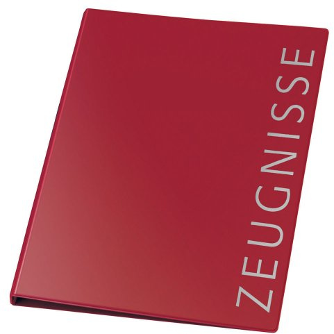 VELOFLEX - Zeugnisringbuch DIN A4 Rot 4-Ring 16 mm PVC | Inkl. 10 Prospekthüllen, 4-Ring-Mechanik 16 mm, PVC mit Kartonverstärkung für ca. 100 Blatt