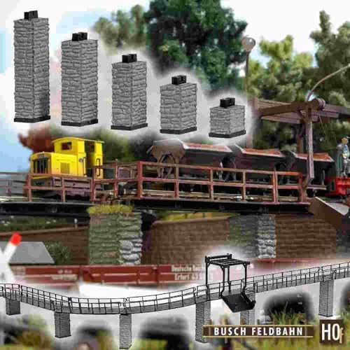 Busch Environnement - BUE12387 - Modélisme Ferroviaire - 5 Piliers de Pont (13,21,29,37 et 46 mm)