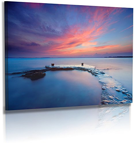 Fotoatelier Dirk Haas Premium Acrylglasbild XXL - Natur - Landschaft - Kroatien - Sonne - Bild - Steine - Meer - Steg - Sonnenuntergang - Wellness - Acrylglas : 90 cm x 60 cm