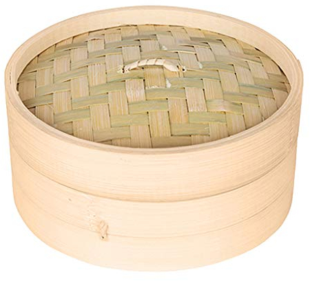 Fenteer Vapeur Chinois en Bambou De Paniers à Vapeur De Cuisine Asiatique De Vapeur pour La Cuisson Dim Sum, Brioches, Boulettes De Pâte, Légumes, Brun - 18cm
