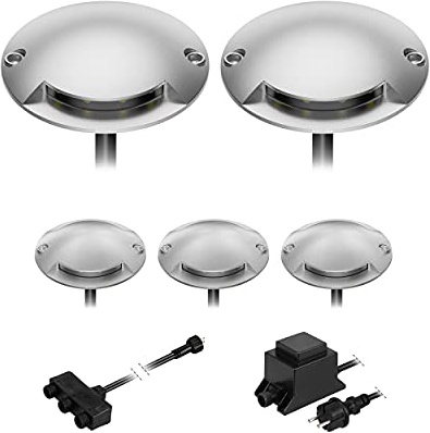 ledscom.de Luce di superficie a LED Bunda, 1 lampada, per esterni, transitabile, bianco caldo, set da 5