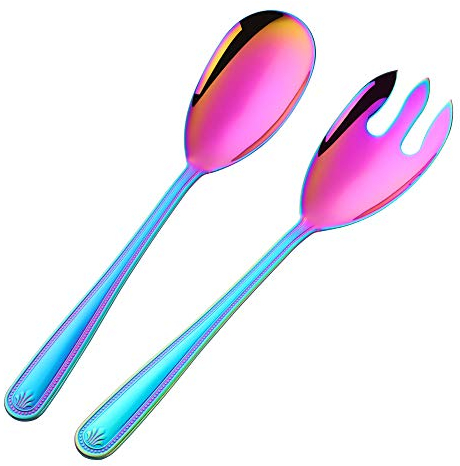 2 piezas Ensalada Servidores Cuchara y tenedor de Ensaladas Acero inoxidable para servir ensalada