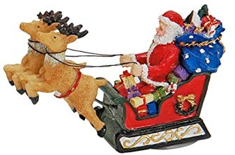 Weihnachtliche Miniatur-Figuren Winterwelt-Szene aus Poly - Rentierschlitten B8 x T2,5 x H8 x cm - detailreiche Winterwelt Szene für Weihnachtsdorf Miniaturwelt Weihnachtsdekoration Sammlerobjekt