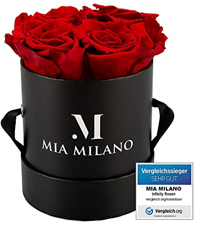 Infinity Rosen in Rosenbox | Geschenk für Sie - Schwarze Box mit echten konservierten Rosen (5 Jahre haltbar) Ewige Flowerbox