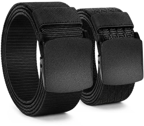 Chalier Herren Arbeitsgürtel Gürtel 2er Pack Länge 130cm | Ohne Löcher Nylon Canvas Stufenlos Verstellbarer Stoffgürtel Geeignet für jeden Anlass Geschenke für Männer