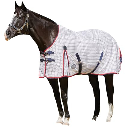 Weatherbeeta Sommer Decke Lite III Standard Pferdedecke (145cm) (Weiß/Navy/Rot)