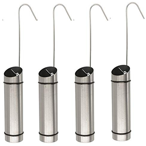 Druline Umidificatore in acciaio inox da appendere al termosifone, evaporatore per termosifoni, con gancio a S, in set da 4 pezzi, di colore argento