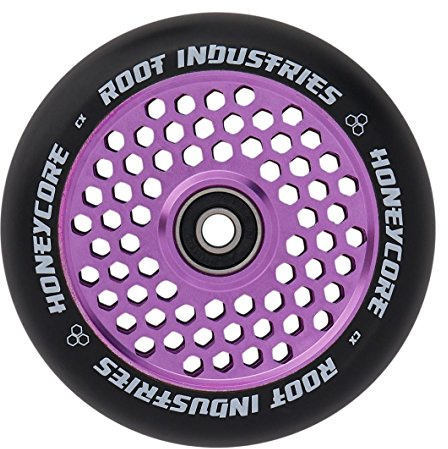 Root Industries Air Honeycore 120mm Stunt-Scooter Rolle + Fantic26 Sticker (Lila/Pu Schwarz)