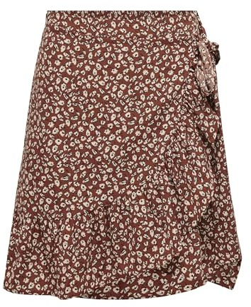 Only Onlolivia Wrap kjol WVN Noos kjol dam, Henna/Aop: Två ton blommor., XL
