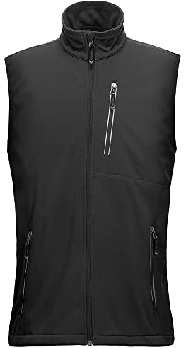 33,000ft Leichte Softshell Weste für Herren, Wasserdichte Winddichte Laufweste, Atmungsaktive Vest Gilet Ärmellose Jacke für Radfahren, Laufen, Wandern, Golf, Arbeit Schwarz XXL