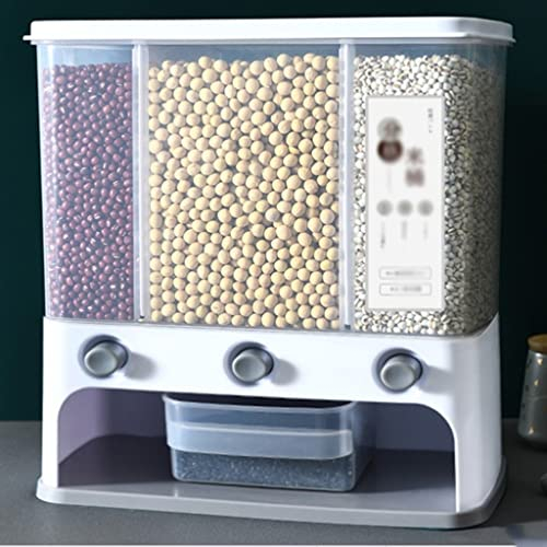 Distributeur de céréales Distributeur de céréales multifonctions, 3 compartiments Distributeur de denrées alimentaires sèches Machine d'avoine polyvalente (peut contenir 5,5 kg) Entreposage des grains