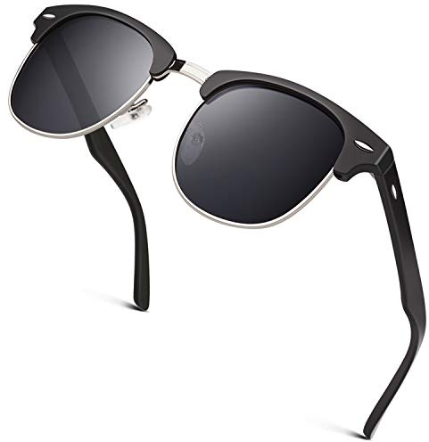 GQUEEN Horn Gestell Halbrahmen Retro Polarisiert Sonnenbrille Herren Damen