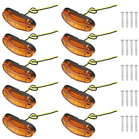 X AUTOHAUX 10pcs 6 LED Side Trailer Marker Lights 12V-24V Amber Oval Marker