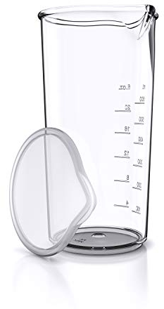 Arendo - Jarra dosificadora de plástico graduada 600 ml y 20 onzas - vaso medidor transparente - ideal para batidoras y batidores eléctricos - jarra de cocina - vaso medidor - taza