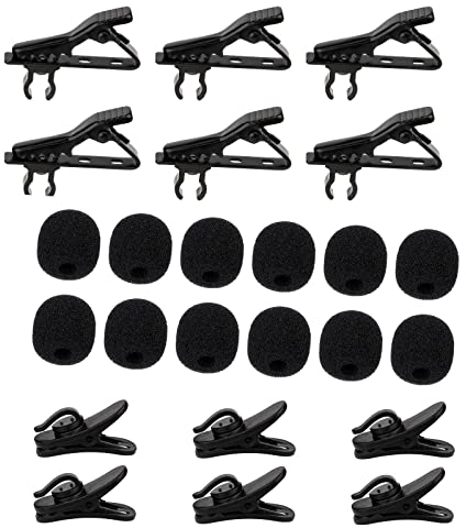Mikrofon-Clip mit 12 Mikrofon-Abdeckungen, Mikrofon-Zubehör für Lavalier-Mikrofon, Revers-Mikrofon, 12 Stück