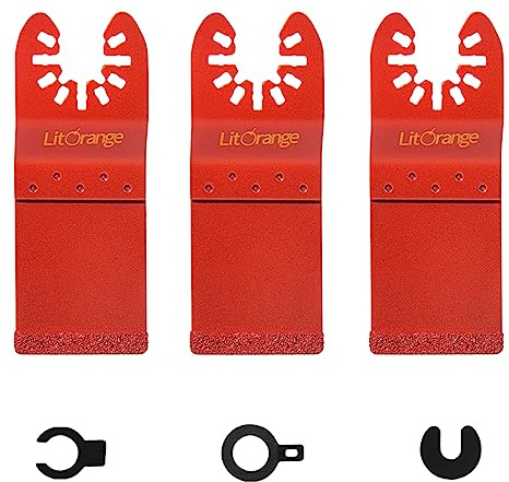 Litorange Carbide Multi Tool Mortar Blades, 3 Pack Masonry Blades | Multi Tool Blade for Brick, Concrete, Grout & Plaster Removal