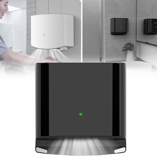 PixCy Asciugamani Elettrico Automatico a Parete con fotocellula asciugatore ad Aria Calda con fotocellula ad Aria Calda asciuga Mani,con Sensore a Induzione Intellige,8-10 Secondi,Black