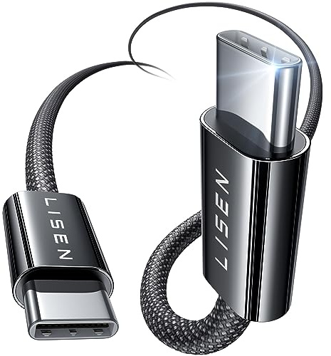 LISEN 60W USB Type C to C Cable 0.5M 2-Pack for Samsung S24 Note Ultra, iPhone 15 Pro, Google Pixel, iPad Mini/Pro,Air 2024, MacBook