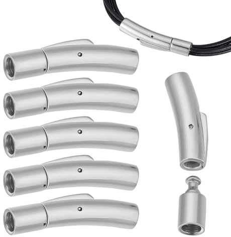 UNICRAFTALE 6 Sets Bajonettverschluss 304 Edelstahl Bajonett Halskettenverschlüsse Mit Druckknopf Säulen Verschluss 4mm Loch Kordelsäule Lederband Endkappe Schmuck Verschluss Für Schmuckherstellung