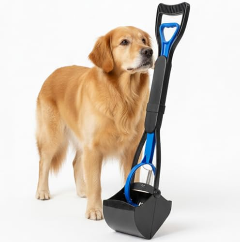 Almineez Paletta per escrementi per cani, con manico lungo, portatile, 60 cm di lunghezza, per raccogliere i rifiuti di cani e gatti