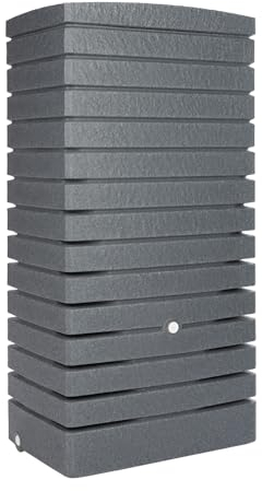 FLORANTIA Regentonne eckig Regenwassertank Catania 210 Liter anthrazit aus UV- und witterungsbeständigem Material. Regenfass BZW. Regenwassertonne mit kindersicherem Deckel und Messinganschlüssen