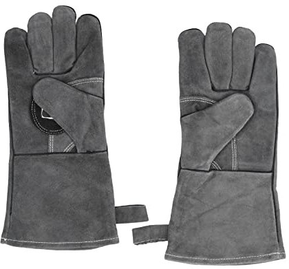 ZLXHDL Schweißhandschuhe, 2-lagige Hitzebeständige Handschuhe aus Rindsleder, Hitzebeständig (932 °F), Langarm-Design, Schweißhandschuhe Für Herren, Geeignet Zum Schweißen, Grillen