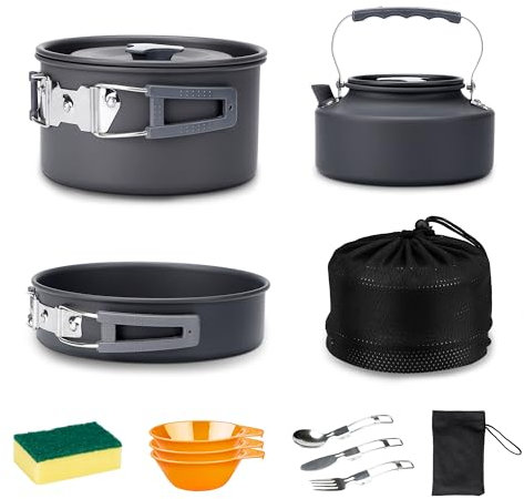 Alocs Ustensiles de cuisine de camping, essentiels de camping avec accessoires, équipement de camping portable pour la cuisine en plein air, la randonnée, le pique-nique