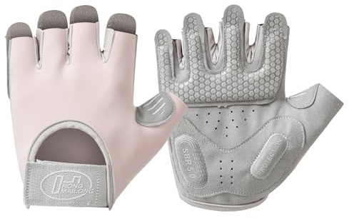 Träningshandskar för kvinnor och män, halkfria fingerlösa handskar för tyngdlyftning, träningshandskar för män, gymhandskar fitnesshandskar (rosa, small)