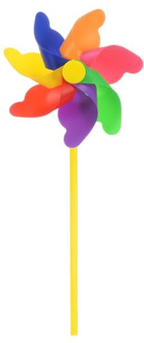 sourcing map 2 Pcs Rainbow Pinwheels 12.2 Inch 7 Leaves Wind Plastic Windmill for Party Decoration Outdoor Decor Lawn Yard Garden Patio, Colorful