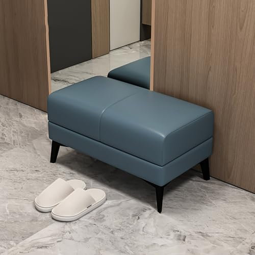 Blaue moderne Polsterbank mit Kissen, Ottomane, für Eingangsbereich, Foyer, Schlafzimmer, Wohnzimmer, kleine Schuhbank mit Stauraum, hält bis zu 130 kg, stilvolles und funktionales Möbelstück