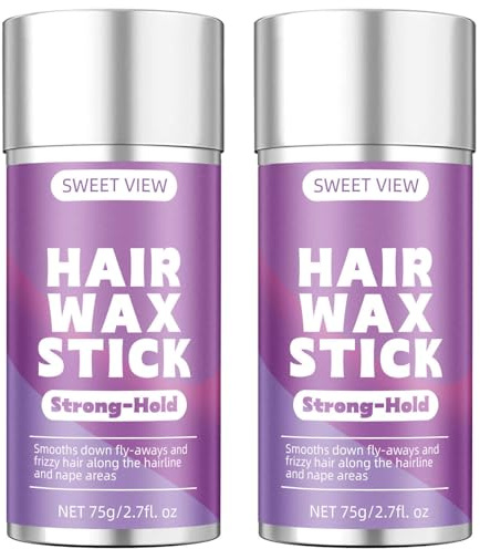 SWEET VIEW Cera para el cabello en barra, bálsamo de fijación flexible para alisar cabellos rebeldes, encrespados, coletas, moños, accesorios de peinado para mujeres, niñas y niños