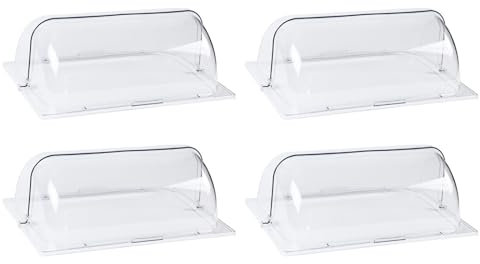 Clear Chafing Dish Cover Full Size Roll Top Bakery Pan Plastic Chafing Dishes Food Display Cover Dustproof Lid for Cake Cupcake Exhibition, 4