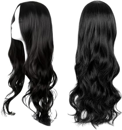 SDXCJY Wave Wigs: 27'' Long Curly Synthetic Hair Wigs for Women & Girls - Black, Full Hair Replacement for Daily Use & Cosplay