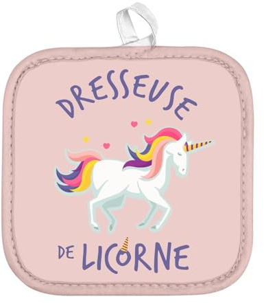 Manique de Cuisine - Dresseuse de Licorne Cheval Humour Mignon - (17 x 17 cm)