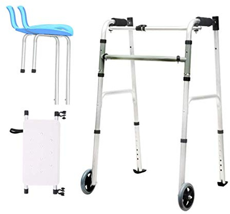 GLETSF Klappbarer Duschrollator mit gepolstertem Sitz, klappbarer Gehwagen für Senioren mit Abnehmbarer Armlehne – höhenverstellbarer Rollator mit 2 Rädern | Gehgestell M