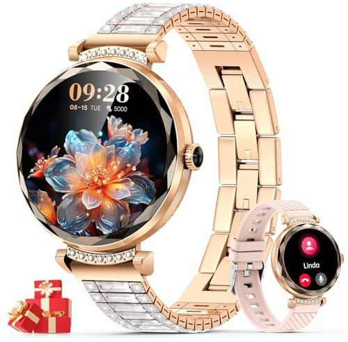 Montre Connectée Femme avec Appel Bluetooth - AMOLED Smartwatch Femme avec Moniteur de Fréquence Cardiaque Montre Intelligente avec SpO2, Sommeil, 120+ Modes Sportifs,Podometre pour Android iOS